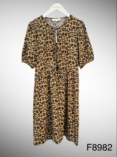 Mayorista Vintage Dressing - vestido con lazo de leopardo