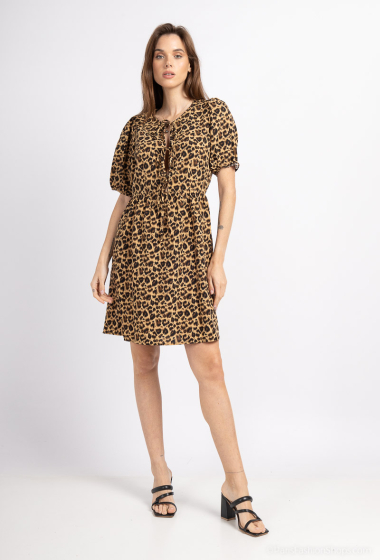 Großhändler Vintage Dressing - Kleid mit Leopardenschleife