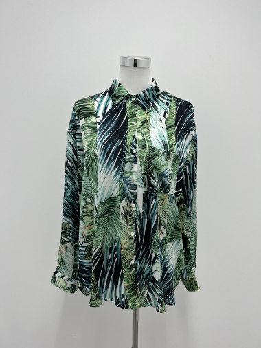 Wholesaler Voyelles - Front pocket leaf print shirt