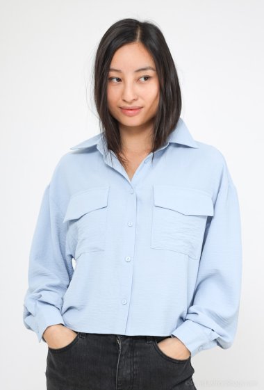Wholesaler Voyelles - Double pocket cropped shirt