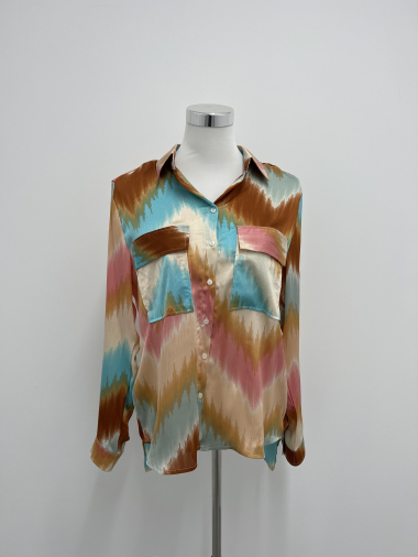 Wholesaler Voyelles - Abstract pattern blouse with double pockets