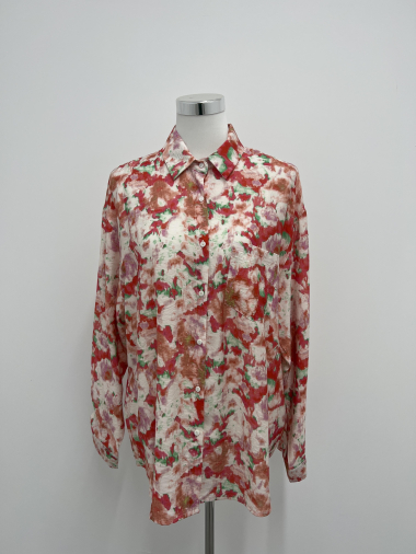 Wholesaler Voyelles - Long printed viscose blouse