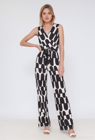 Wholesaler Voyelles - Belted print jumpsuit