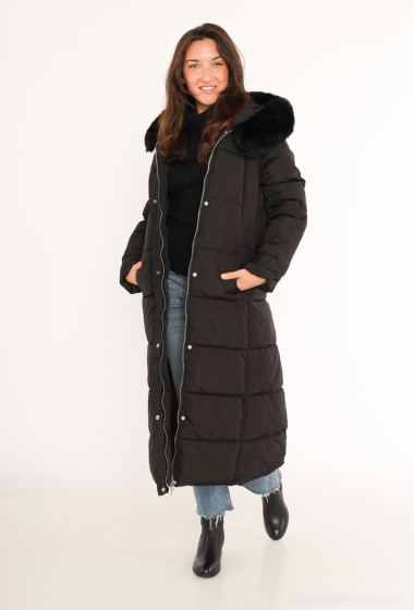 Wholesaler Voyelles - Long down jacket with furry hood