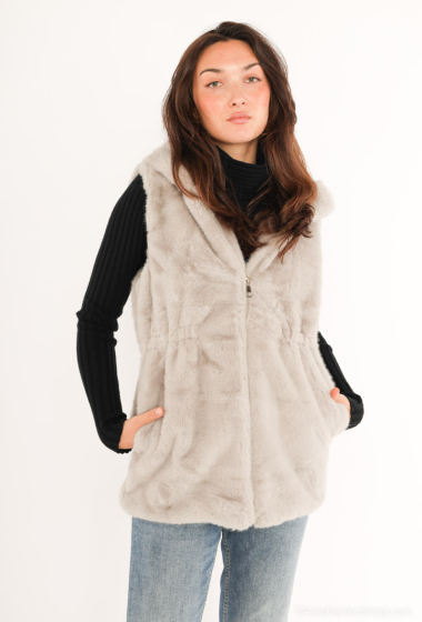 Wholesaler Voyelles - Sleeveless furry down jacket with hood