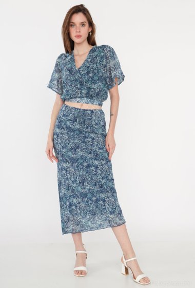 Wholesaler Voyelles - High Waist Drawstring Maxi Skirt