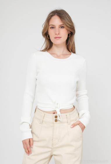 Wholesaler Voyelles - Ribbed sweater with knot
