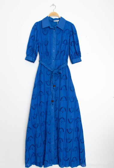 Wholesaler Voyelles - Embroidered dress with mid-length sleeves