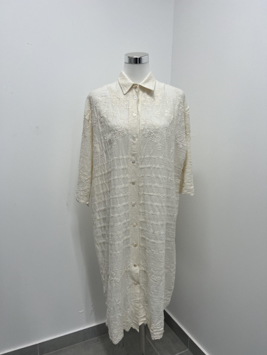Großhändler Voyelles - Hemdblusenkleid aus Baumwolle