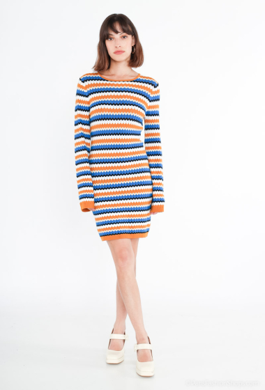 Wholesaler Voyelles - Patterned open-back knit dress