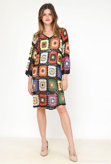 Wholesaler Voyelles - Hand knit floral dress