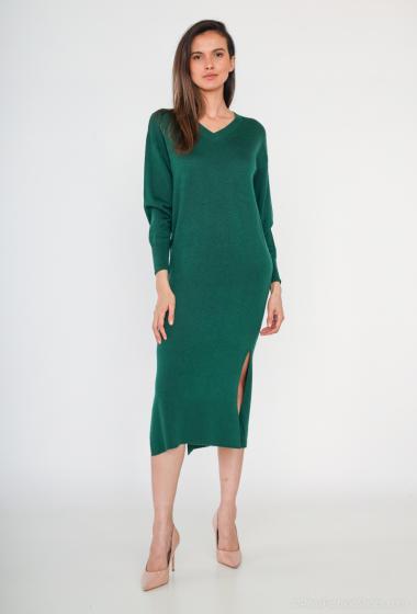 Wholesaler Voyelles - Long V-neck knit dress