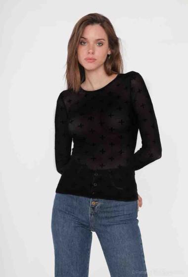 Wholesaler Voyelles - Mesh under-sweater top with pattern