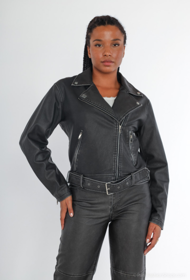 Wholesaler Voyelles - Washed faux leather jacket