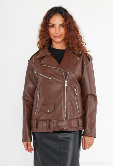 Wholesaler Voyelles - Oversized faux leather jacket