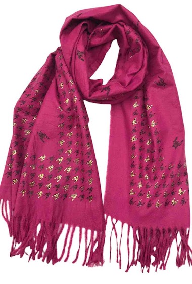 Wholesaler VS PLUS - Fringed scarf with glittery houndstooth print