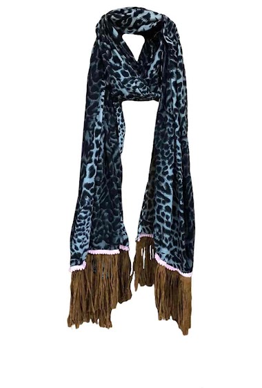 Wholesaler VS PLUS - Leopard print scarf with fringe