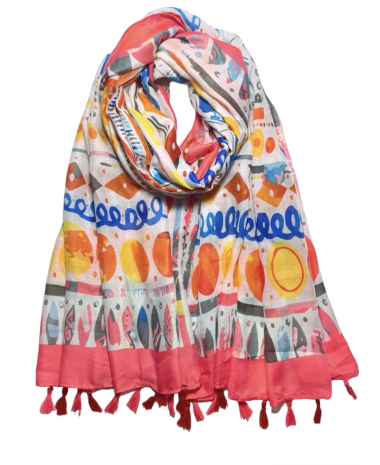 Wholesaler VS PLUS - Scarf with colorful pattern pompom
