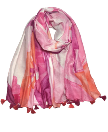 Wholesaler VS PLUS - Floral pattern pompom scarf