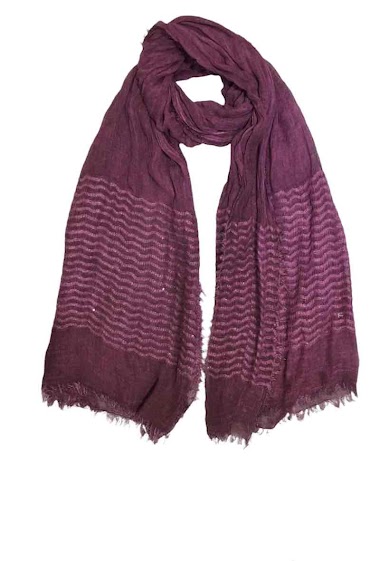 Wholesaler VS PLUS - Plain scarf with stripe detail decorated with shiny sequins