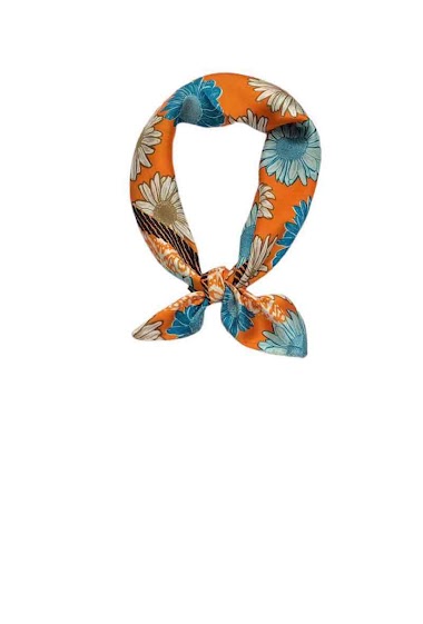 Wholesaler VS PLUS - Silk-effect daisy pattern square scarf