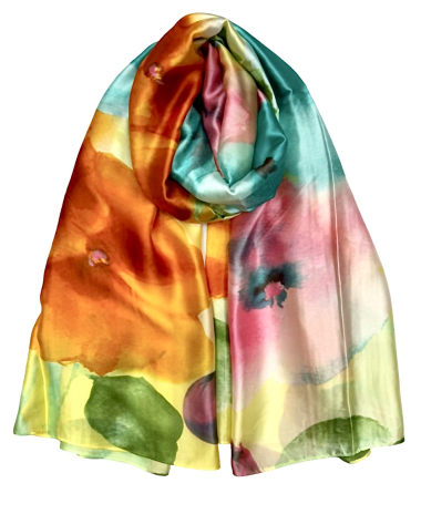 Wholesaler VS PLUS - Colorful floral scarf touched silk