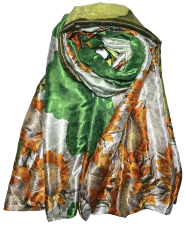 Großhändler VS PLUS - Schal mit Seideneffekt, Sonnenblumenmotiv, perforierte Stickerei