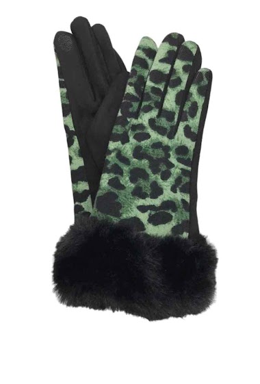 Wholesaler VS PLUS - Leopard print glove with fur