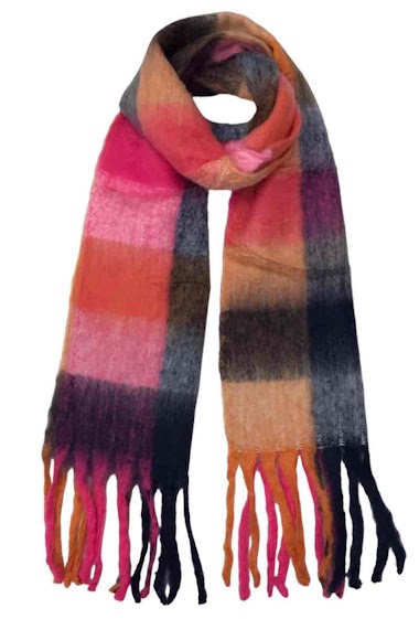 Wholesaler VS PLUS - Large colored checkered scarf with fringe