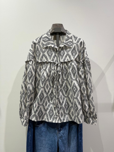 Wholesaler W Studio - Cotton Voile blouse with Bow