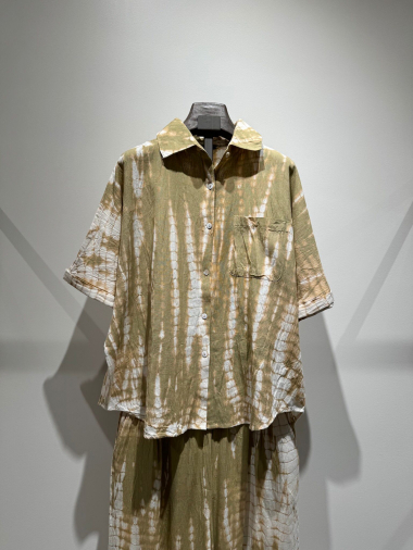 Wholesaler W Studio - Tie and Dye Linen effect Cotton Shirt