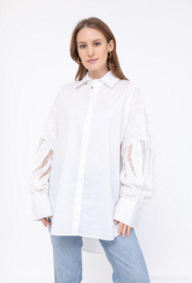 Wholesaler W Studio - Cotton poplin shirt with
 embroidered sleeves