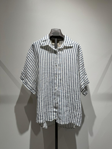 Wholesaler W Studio - Striped Short Sleeve Shirt