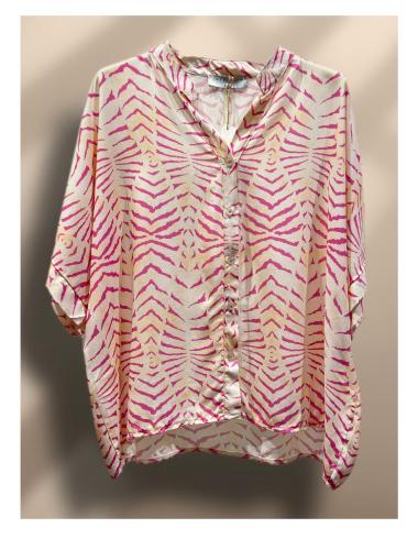 Wholesaler W Studio - Zebra Print Short Sleeve Shirt