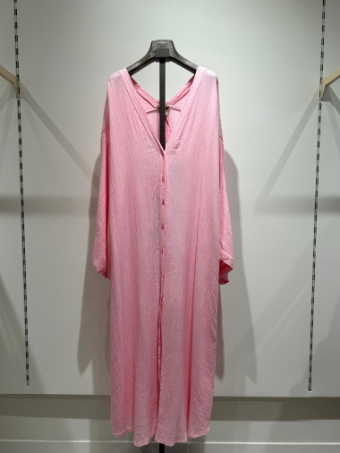Wholesaler W Studio - Cotton Gauze V-Neck Button-Down Dress