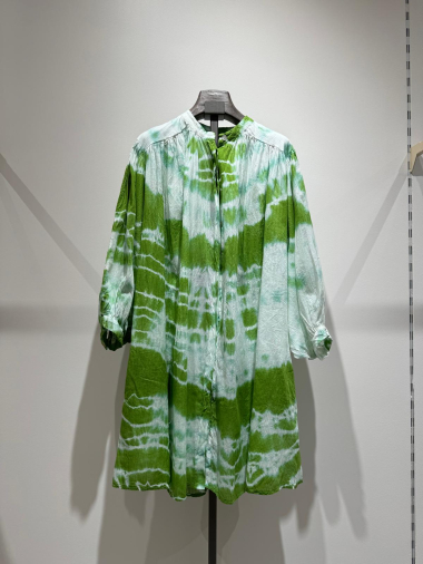Grossiste W Studio - Robe Courte en Voile de Coton Tie and Dye