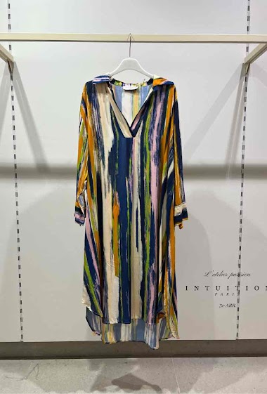 Großhändler W Studio - Langes Kleid mit Malereffekt