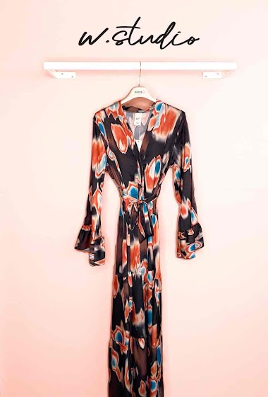 Wholesaler W Studio - Flame Printed Long Dress