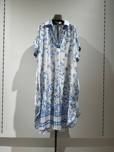 Wholesaler W Studio - Floral Printed Silk Over Dress