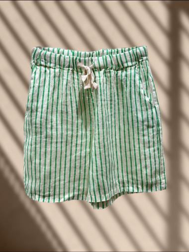 Wholesaler W Studio - Linen Striped Shorts