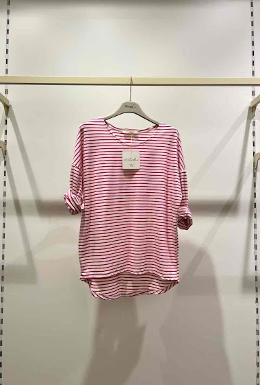Wholesaler W Studio - Long Sleeve Stripe T-Shirt