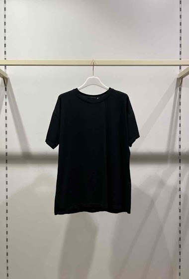 Großhändler W Studio - Einfarbiges Rundhals-T-Shirt aus Baumwolle