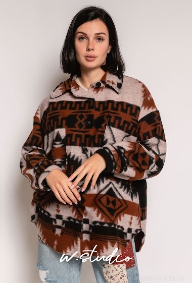 Wholesaler W Studio - Wool Shirt Jacket - Aztec Pattern