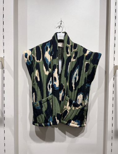 Wholesaler W Studio - Sleeveless Leopard Quilted Vest