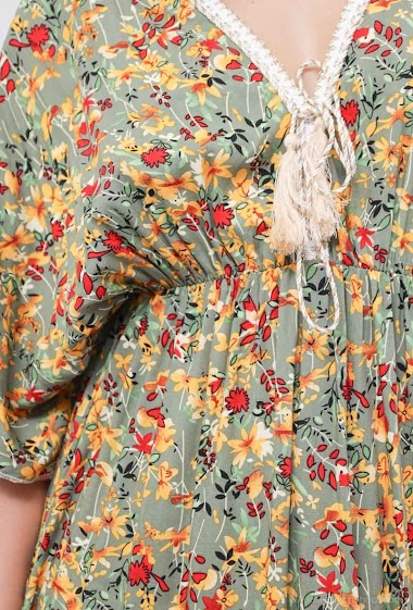 Grossiste Wawa Design - Robe longue col v imprimée