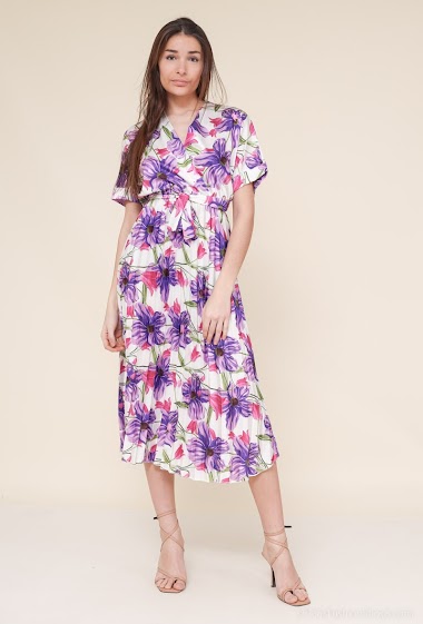 Wholesaler Wawa Design - Long pleated printed dress