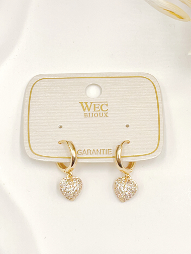 Grossiste WEC Bijoux - Boucle d'oreille en métal doré Oxyde zirconium serti