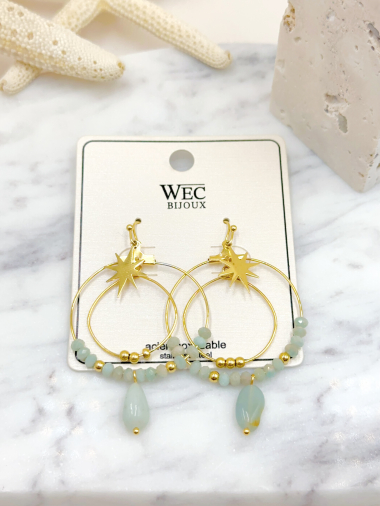 Wholesaler WEC Bijoux - STAINLESS STEEL + STONE EARRINGS