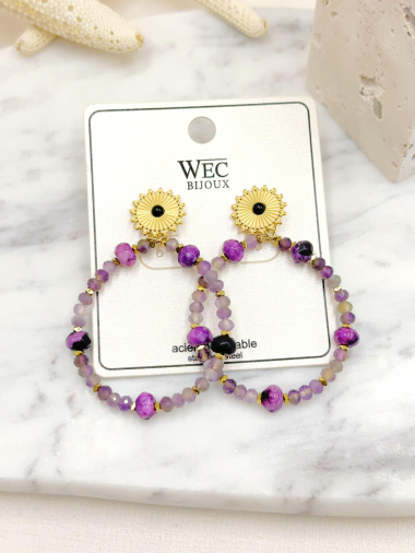 Wholesaler WEC Bijoux - STAINLESS STEEL + STONE EARRINGS