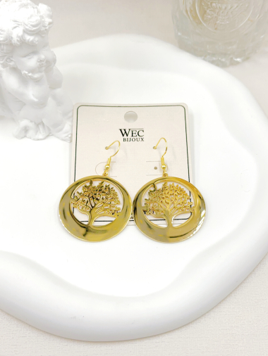 Grossiste WEC Bijoux - BOUCLES D'OREILLES "ARBRE DE VIE"EN ACIER INOXYDABLE